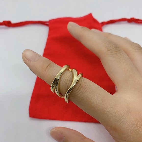 Uno de 50 Ring CROSSED RING Crossed Link Design Gold-plated Metal Alloy - Picture 6 of 6